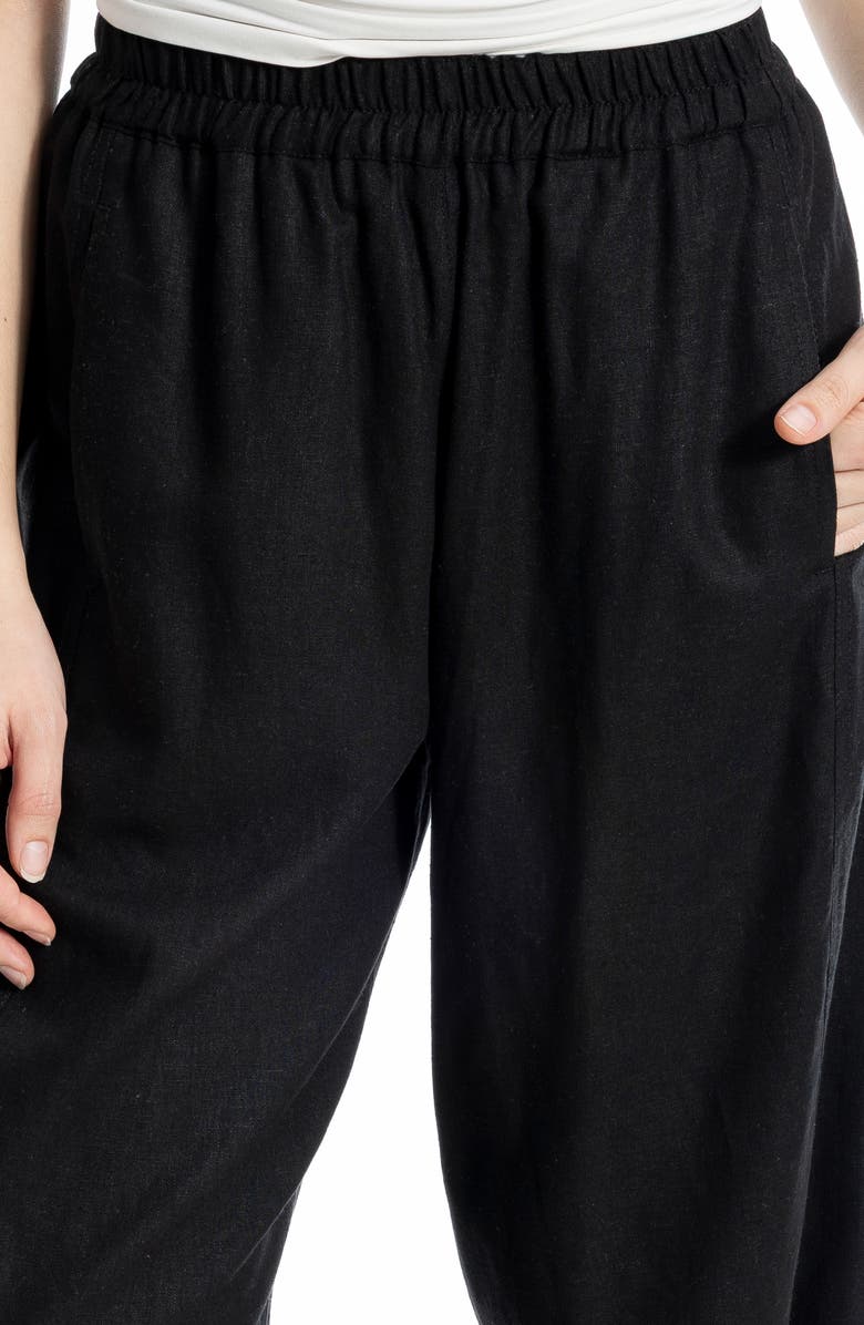 MAX STUDIO Crop Linen Blend Barrel Leg Pants, Alternate, color, Black