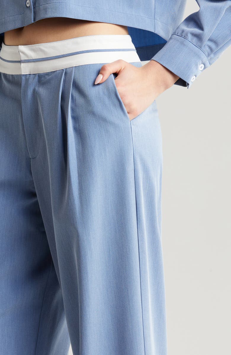 WAYF Preston Pleated Wide Leg Pants, Alternate, color, Chambray Blue