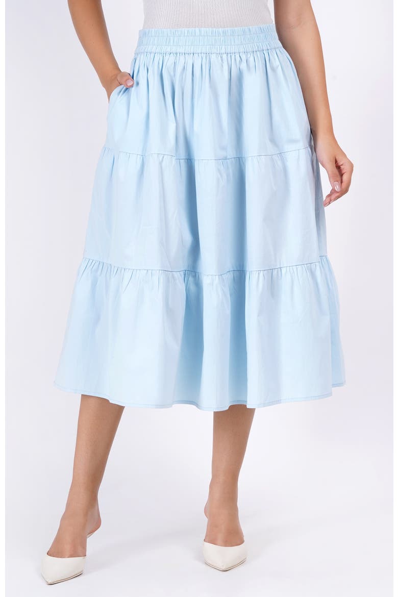 Evelyn Tiered Midi Skirt, Main, color, Wispy Blue