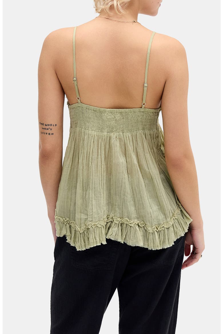 Clara Embroidered & Ruffle Trim Camisole, Alternate, color, KHAKI