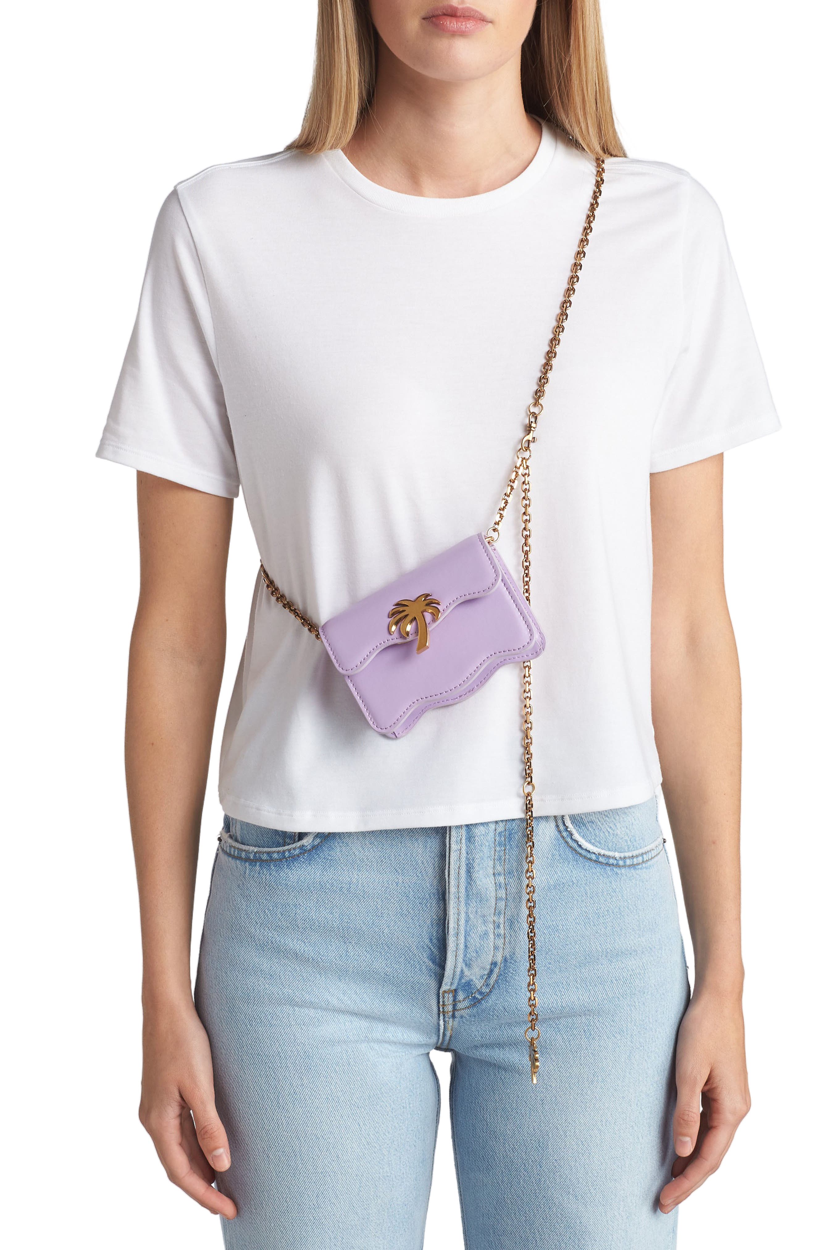 Palm Angels Palm Beach Leather Crossbody Bag, Alternate, color, 