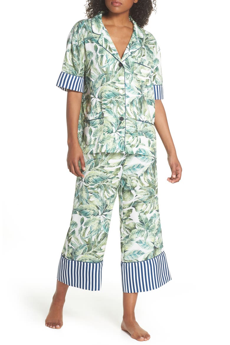 Cropped Pajamas, Main, color, WHITE PACIFIC PALM