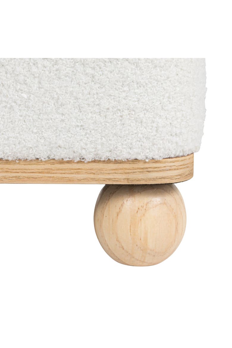 Square Boucle Upholstered Ottoman, White, Alternate, color, Cream
