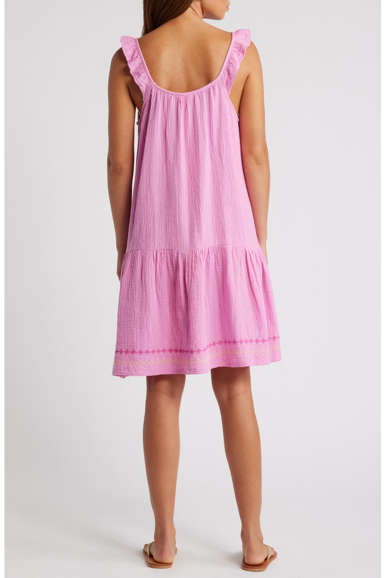 Miya Embroidered Hem Cotton Sundress, Alternate, color, TICKLED PINK