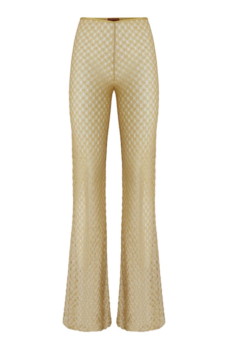 Missoni Flared Trousers In Lamé Viscose With Raschel Workmanship, Alternate, color, Gold