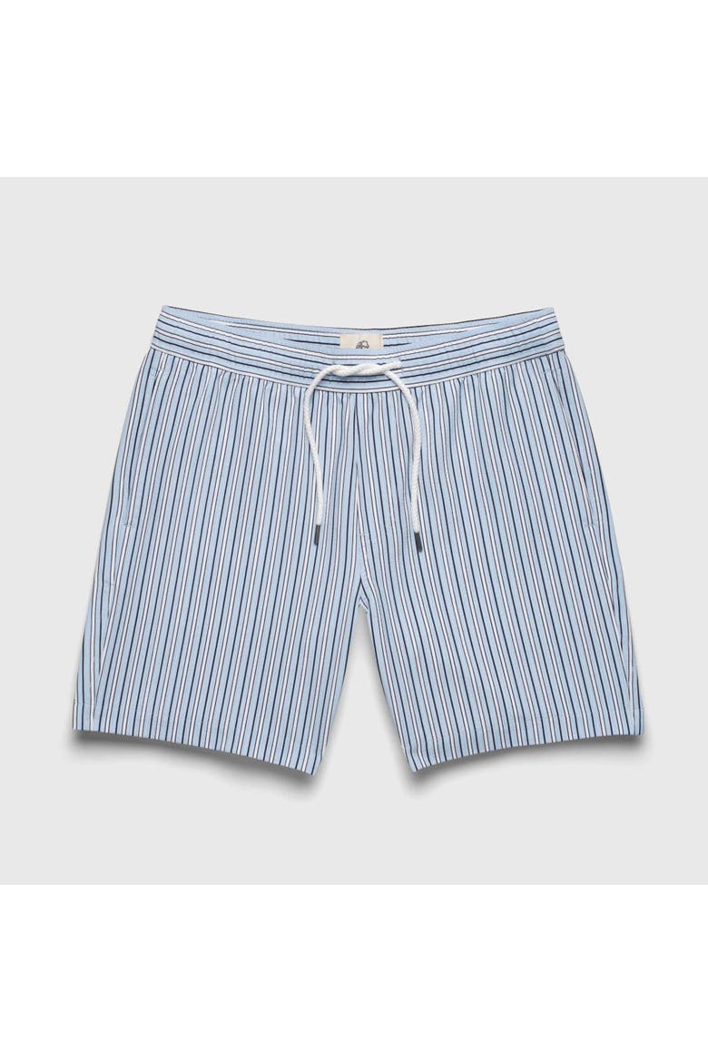 Jimmy 6.5" Seersucker Stripe Volley Swim Trunks, Main, color, skyway blue