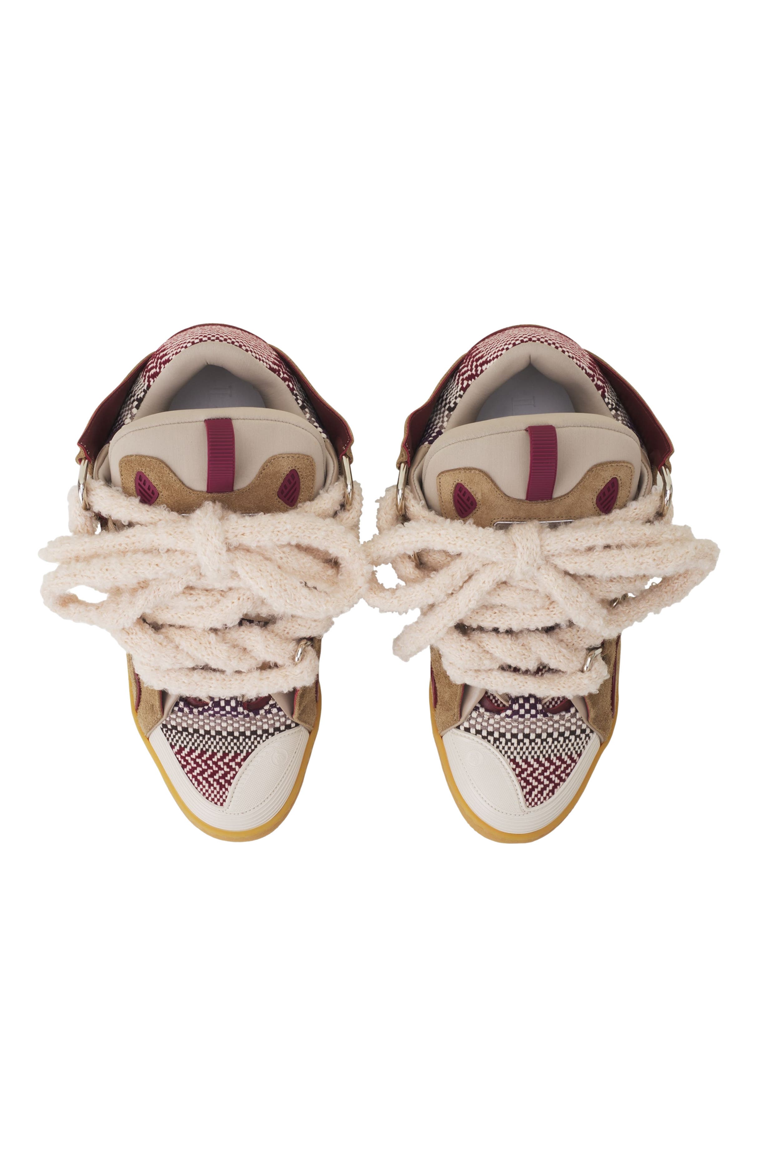 Lanvin Curb Suede Sneakers With Mesh Laces, Alternate, color, Beige