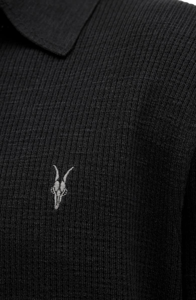 AllSaints Aubrey Ribbed Polo, Alternate, color, Black