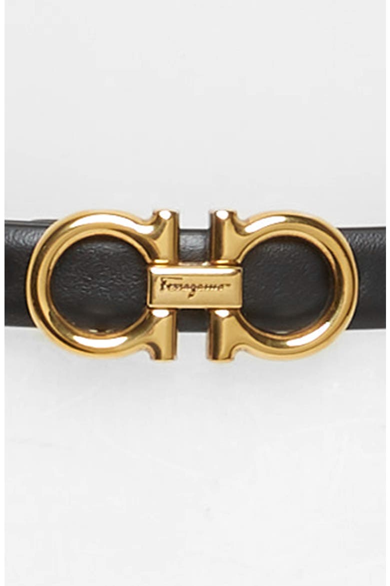 Salvatore Ferragamo X-Small New Gancini Leather Belt, Alternate, color, NERO