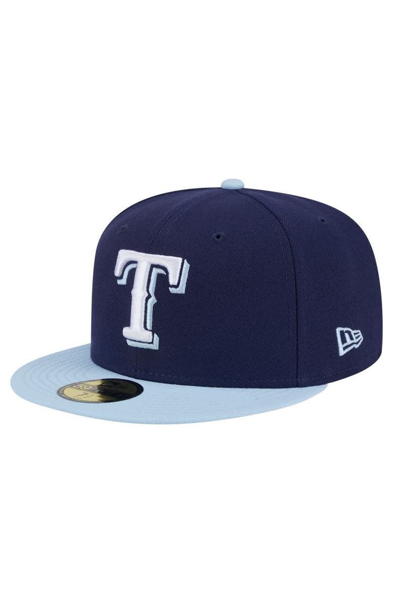New Era Men's New Era Navy/Light Blue Texas Rangers Color Pack 2-Tone 59FIFTY Fitted Hat, Alternate, color,