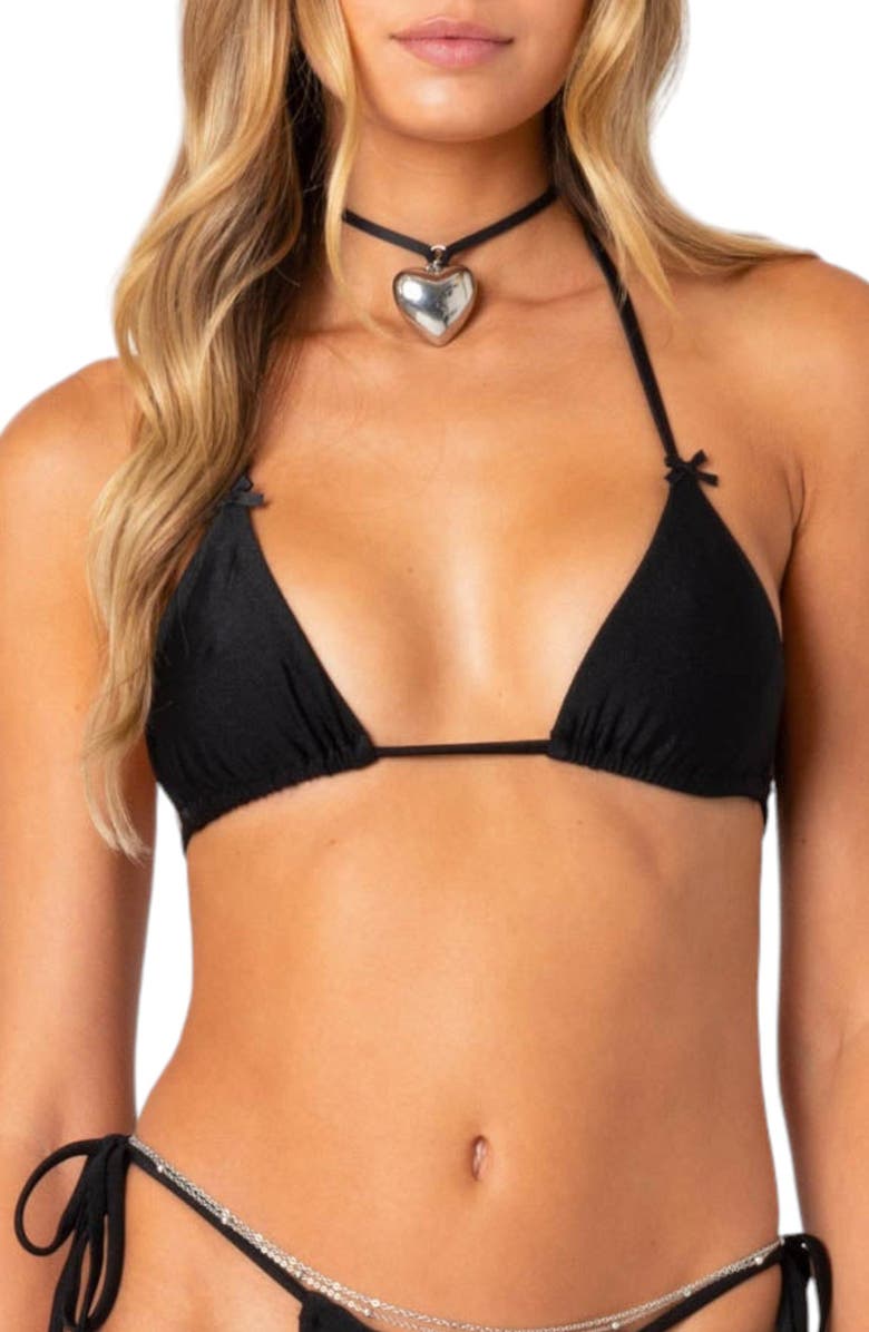 EDIKTED Darling Bow Triangle Bikini Top, Main, color, 