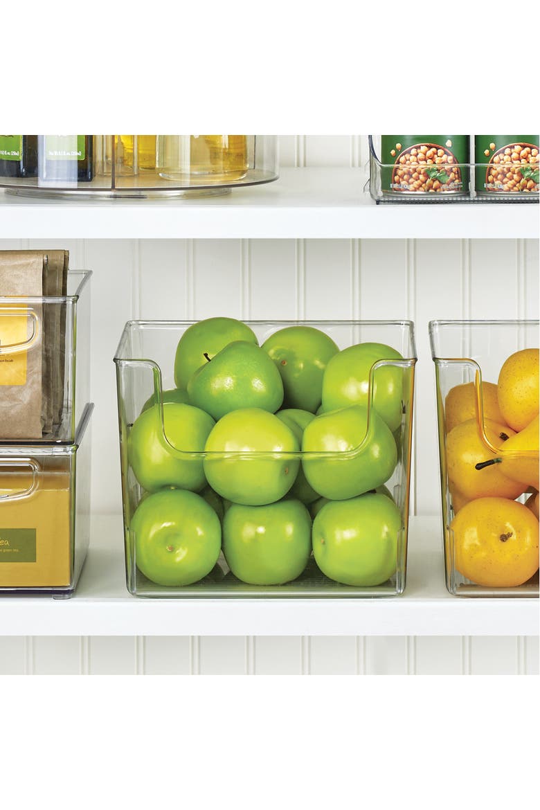 Open-Front Storage Bin for Kitchen, Pantry, Bathroom, Office, Set of 2, Clear, Alternate, color, Clear