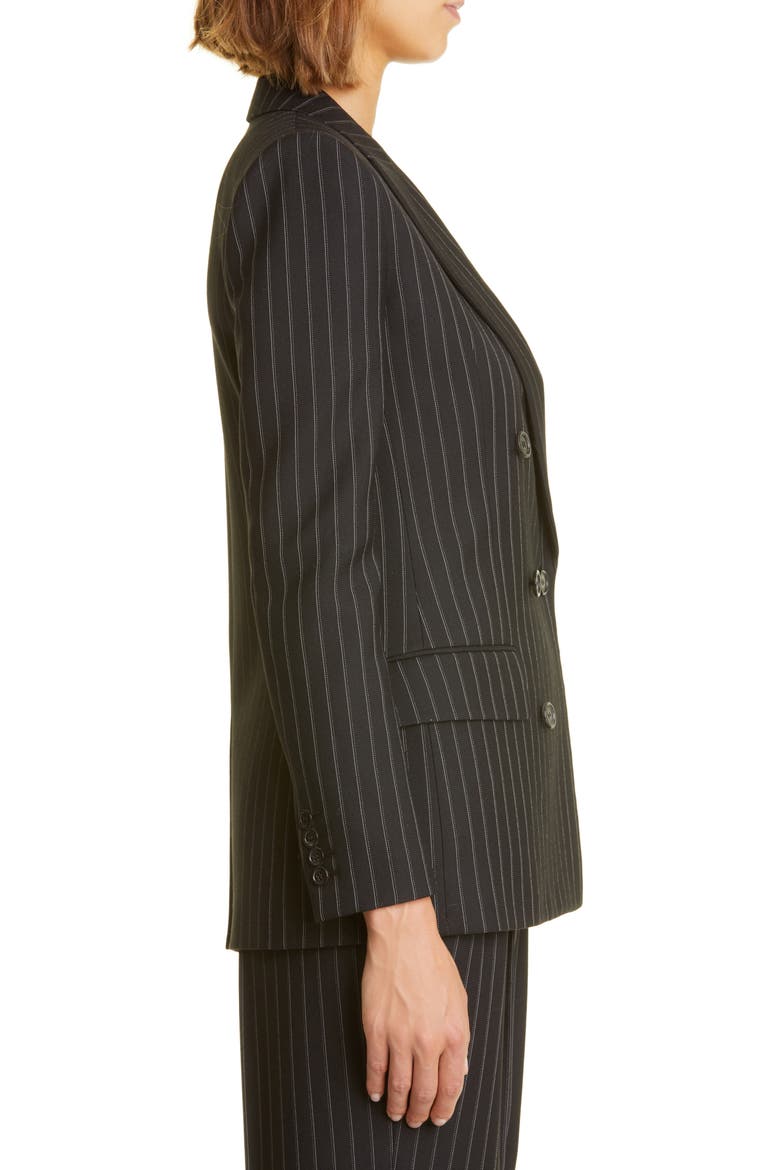 Pinstripe Double Breasted Wool Jacket, Alternate, color, NOIR CRAIE