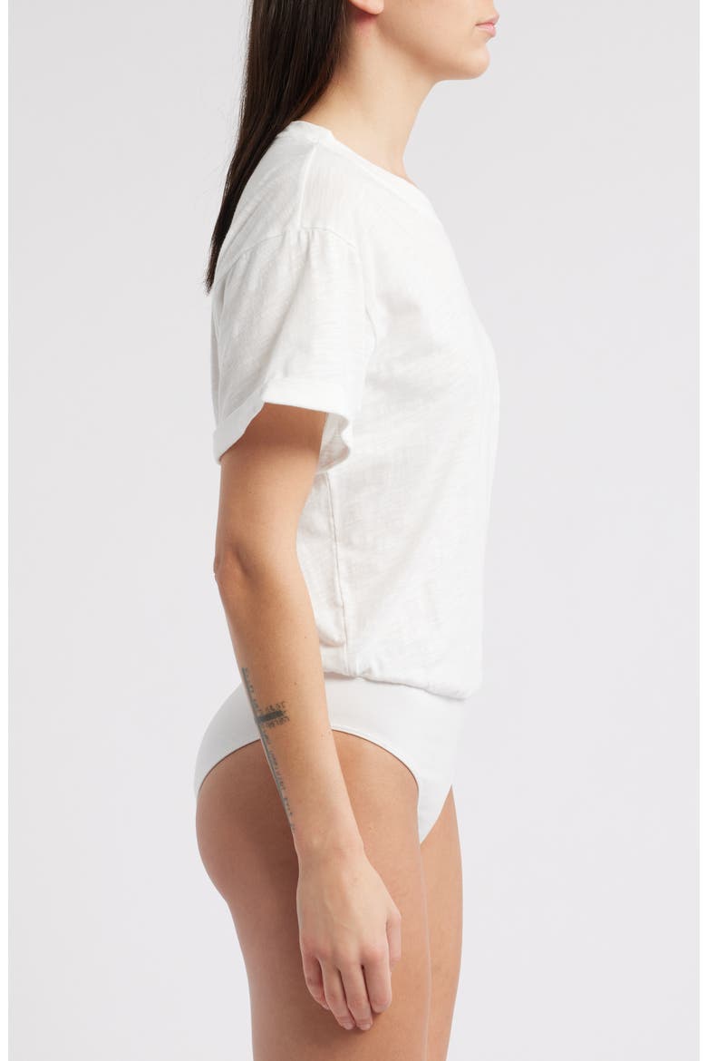 Stretch Cotton Crewneck Bodysuit, Alternate, color, OFF WHITE