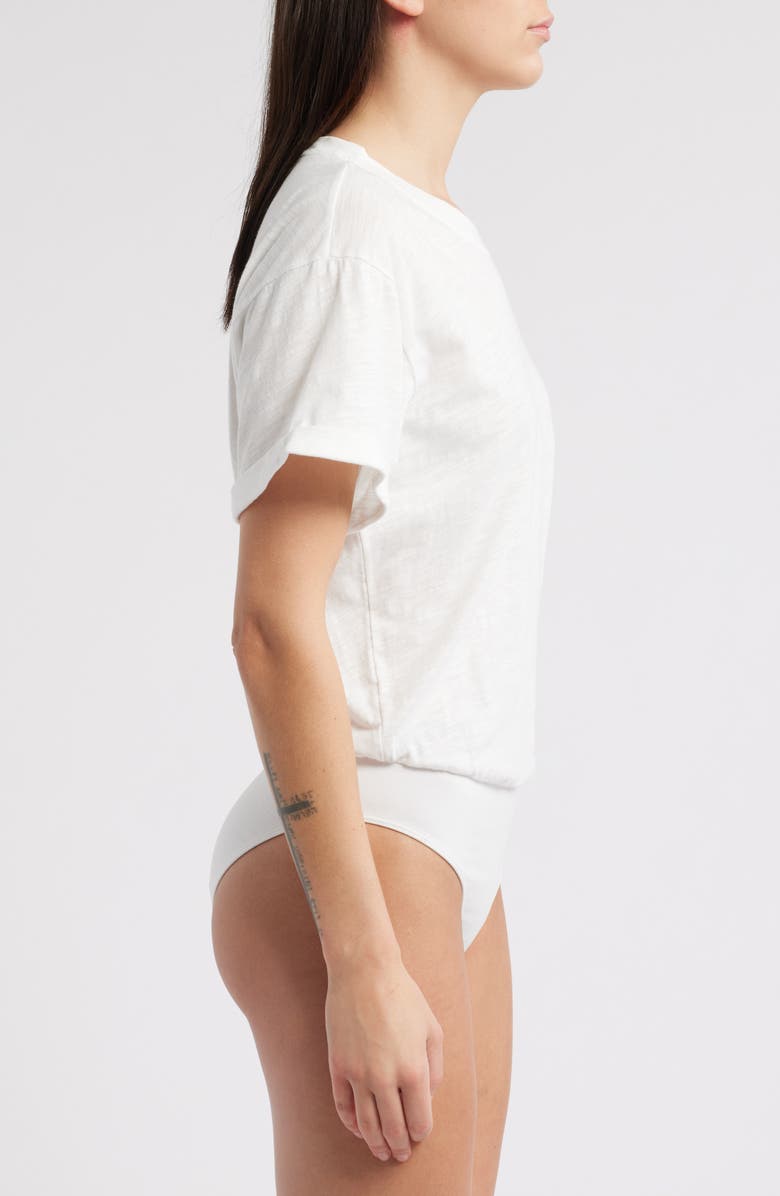 Wit & Wisdom Stretch Cotton Crewneck Bodysuit, Alternate, color, Off White