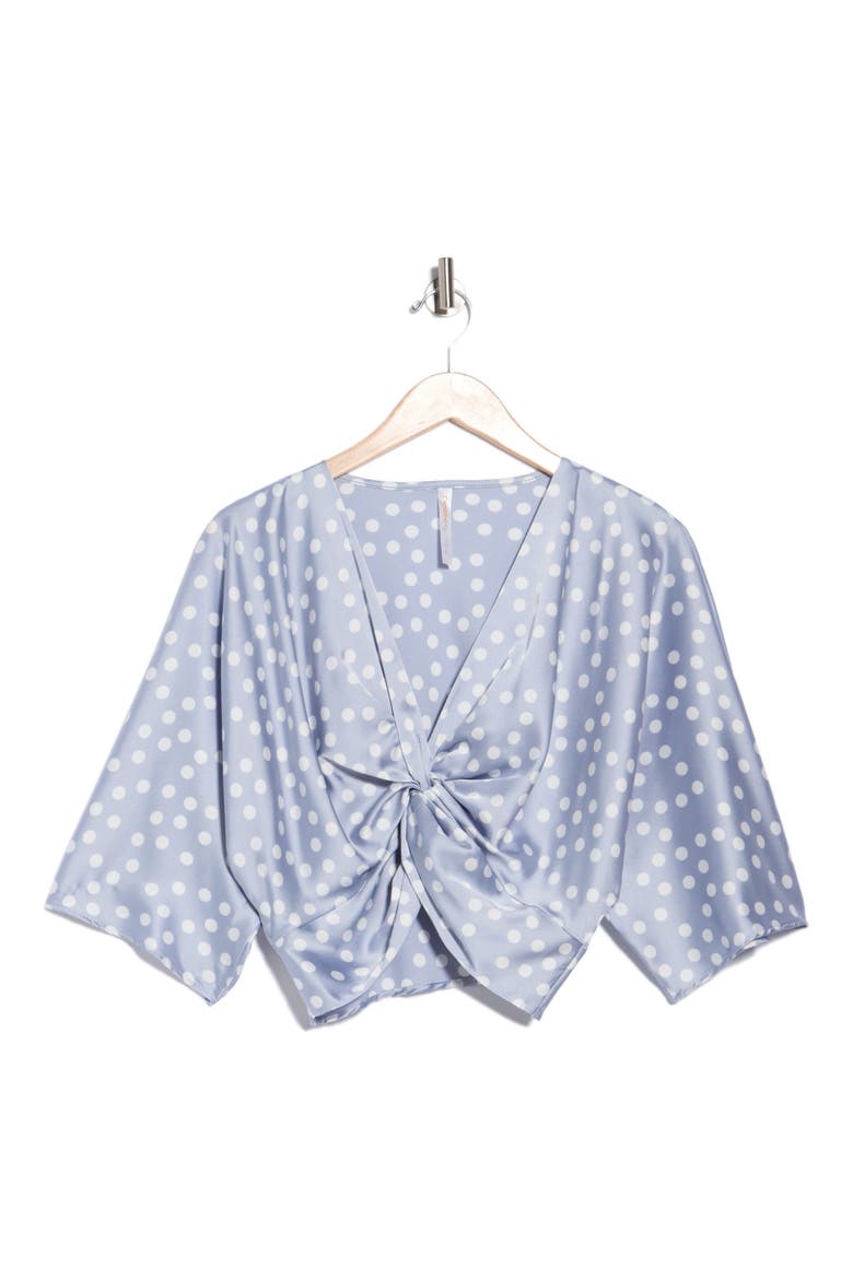 Polka Dot Front Twist Top, Alternate, color, STEEL BLUE