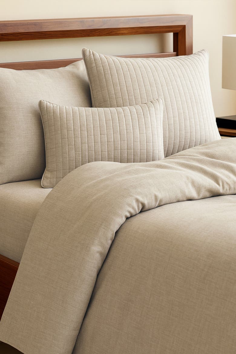 Melange Viscose Cotton Duvet Cover - Breathable & Cozy Comfort, Alternate, color, Sand