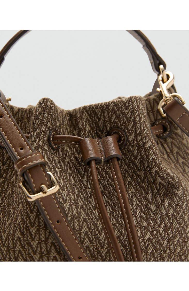 MANGO Small Logo Jacquard Bucket Bag, Alternate, color, Chocolate
