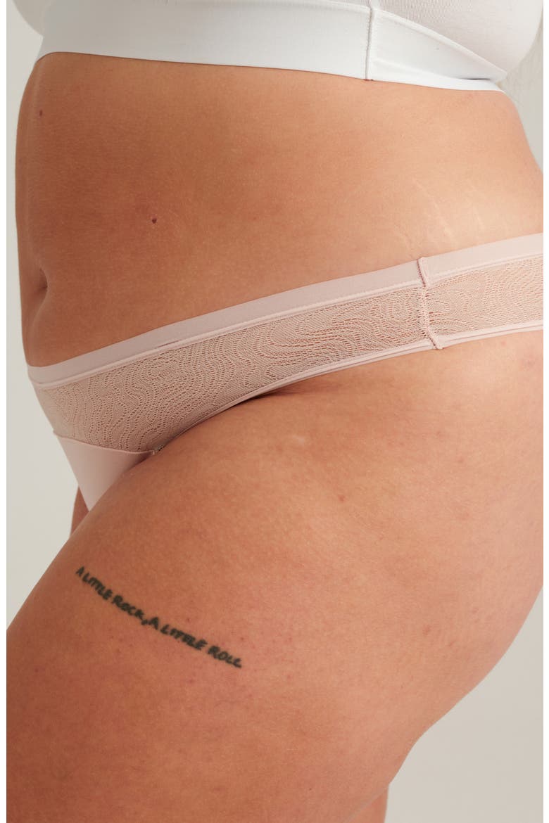 Period & Leakproof Light Absorbency Lace Panel Thong, Alternate, color, QUARTZ BLUSH