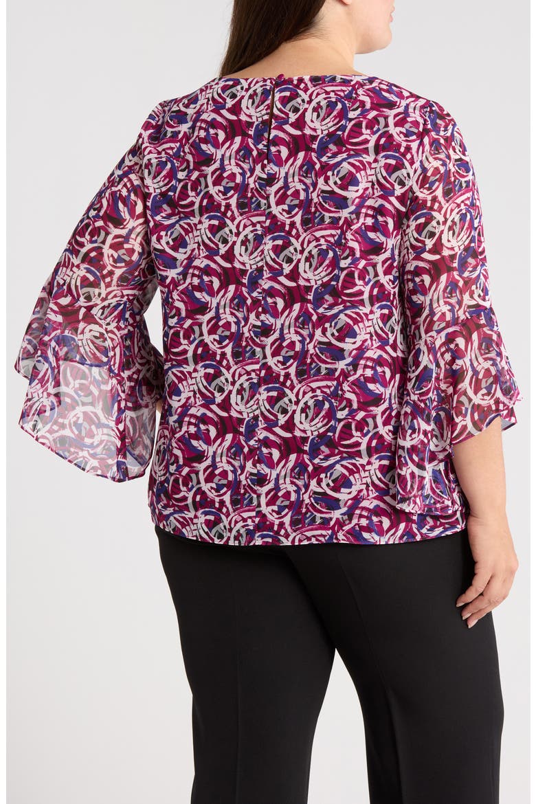 Ruffle Sleeve Top, Alternate, color, CERISE MULTI