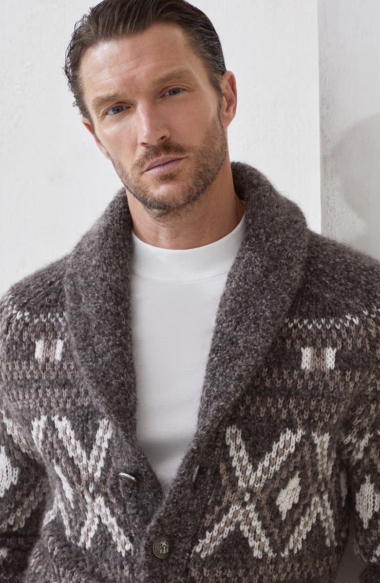 Brunello Cucinelli Cardigan with metal buttons, Alternate, color, Brown