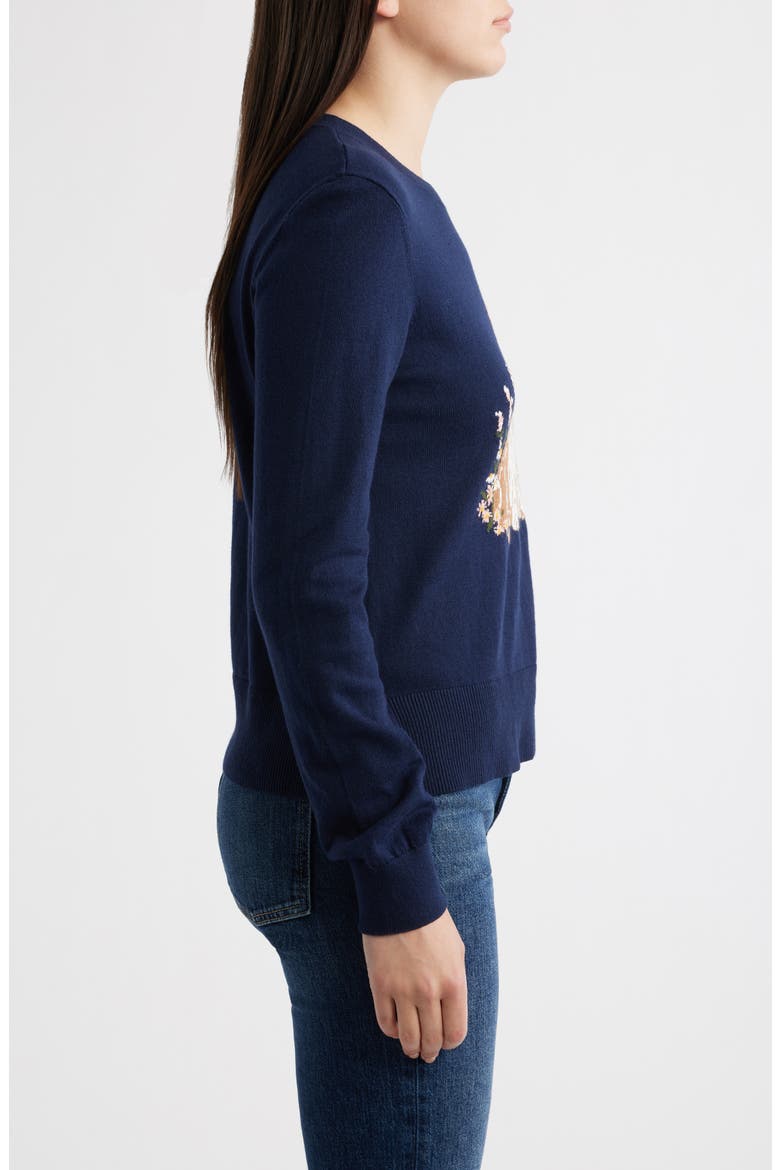 Alder Intarsia Cotton & Cashmere Sweater, Alternate, color, NAVY