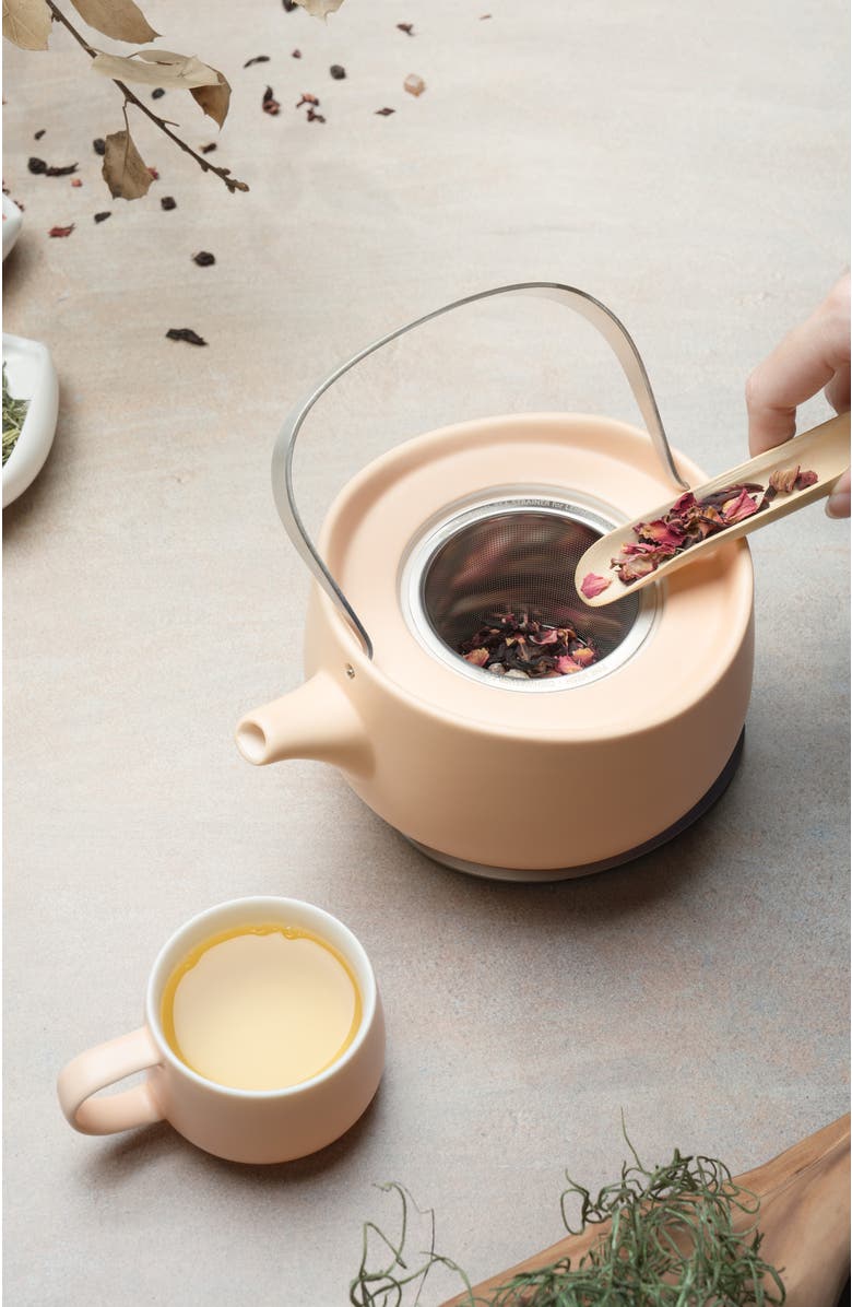 OHOM INC Leiph Self-heating Teapot Set, Alternate, color, Rosy Apricot