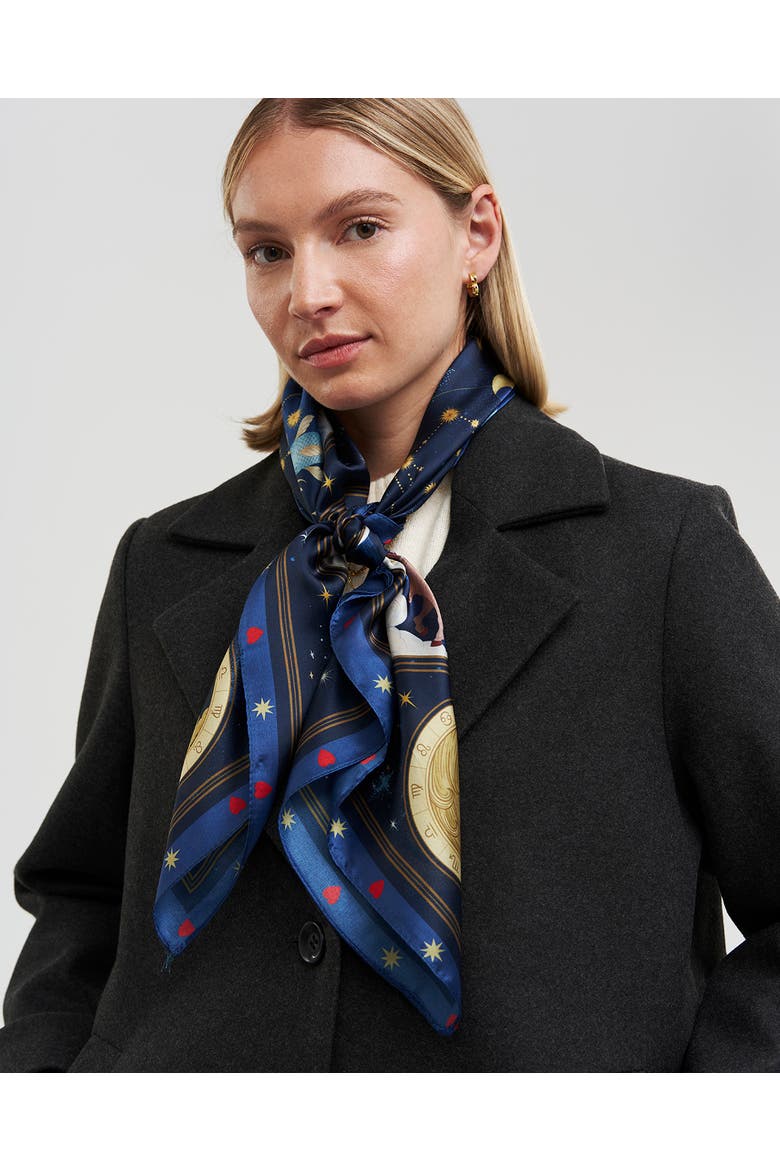 Zodiac Medium Square Scarf, Alternate, color, Light Blue