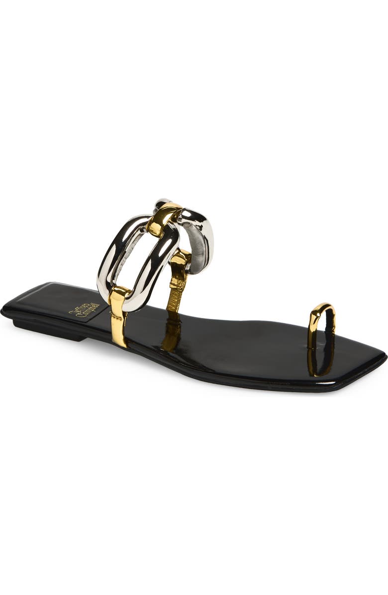 Jeffrey Campbell Guilded-2 Toe Loop Sandal, Main, color, Black Patent Combo
