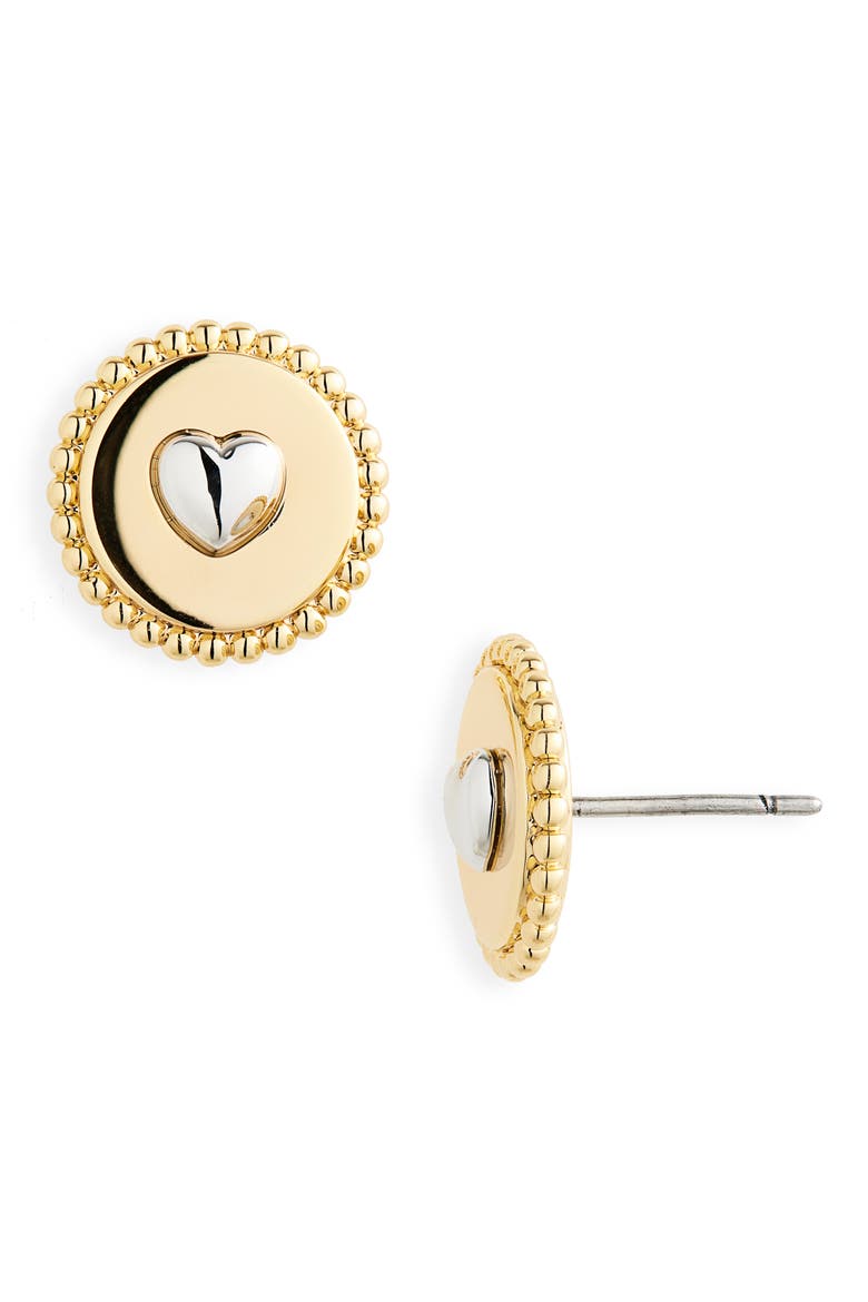 heartful stud earrings, Main, color, GOLD/ SILVER
