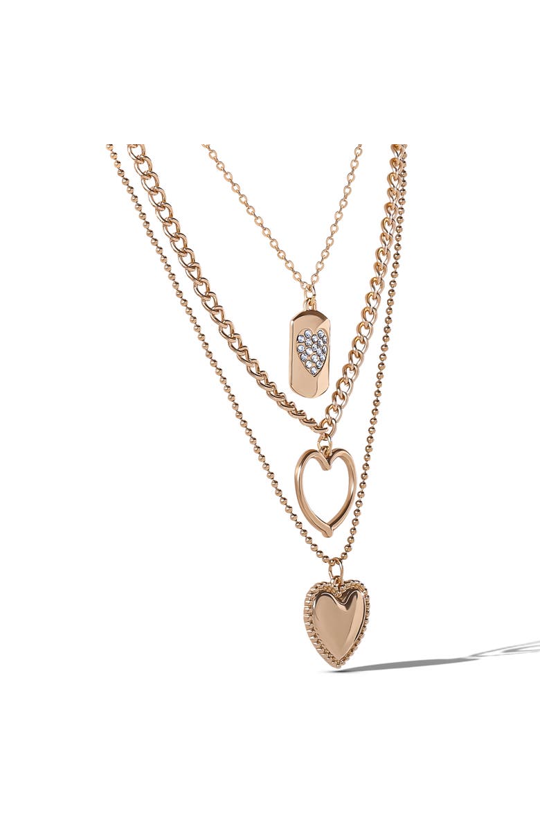 Jessica Simpson Gold-Tone Multi-Charm Heart Layered Necklace Set, Alternate, color, Gold