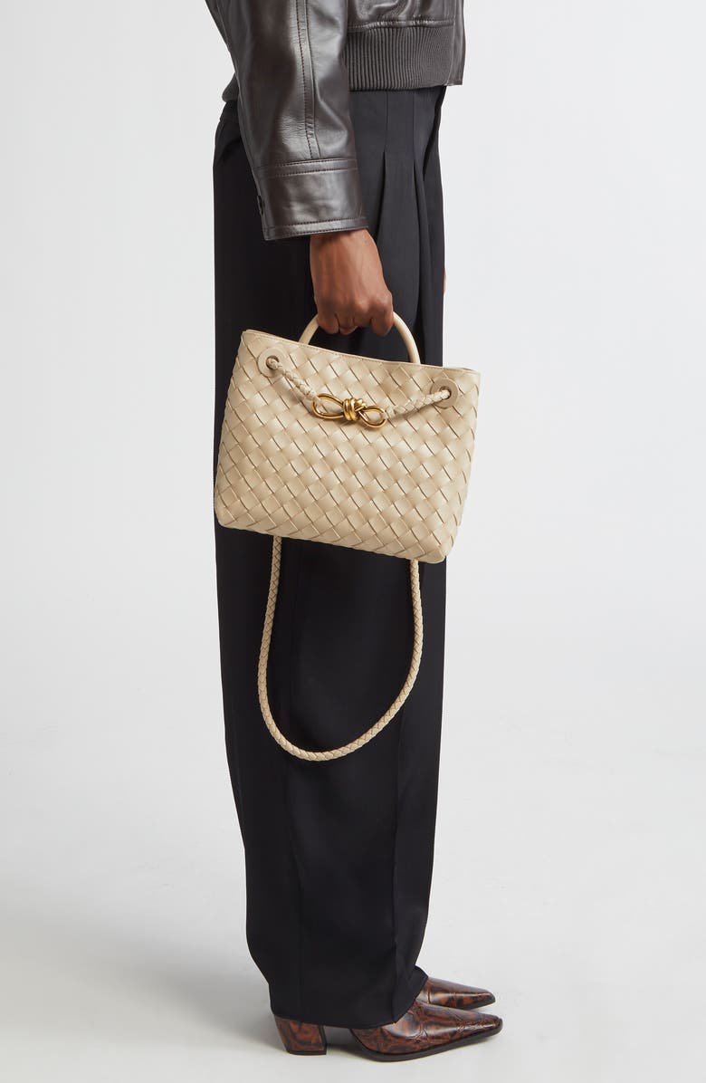Bottega Veneta Small Andiamo Intrecciato Shoulder Bag, Alternate, color, 9616 Ecru-Muse Brass-Ecru
