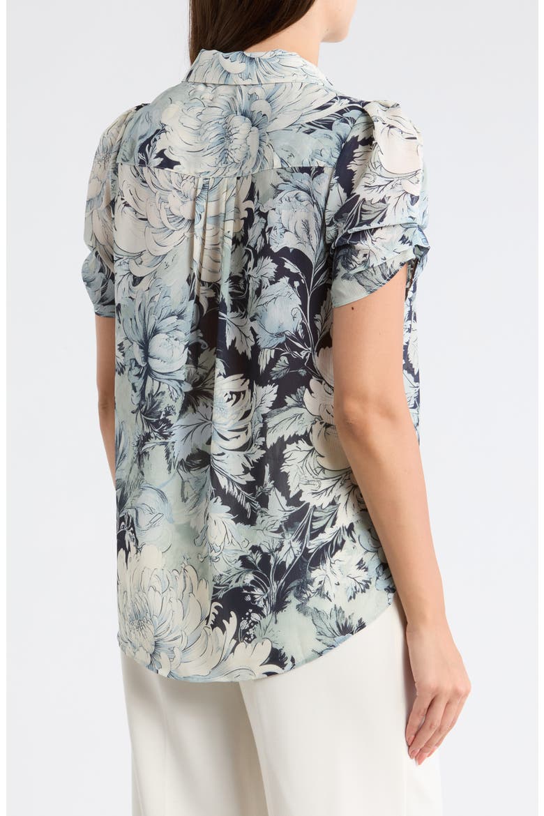 Patterned Pinch Sleeve Button-Up Shirt, Alternate, color, SOFT CLOUD VINTAGE FLORAL
