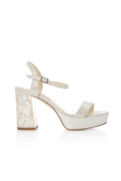 GiGi Ivory Ankle Strap Pearl Heel Sandal