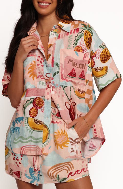 Abella Print Oversize Button-Up Shirt