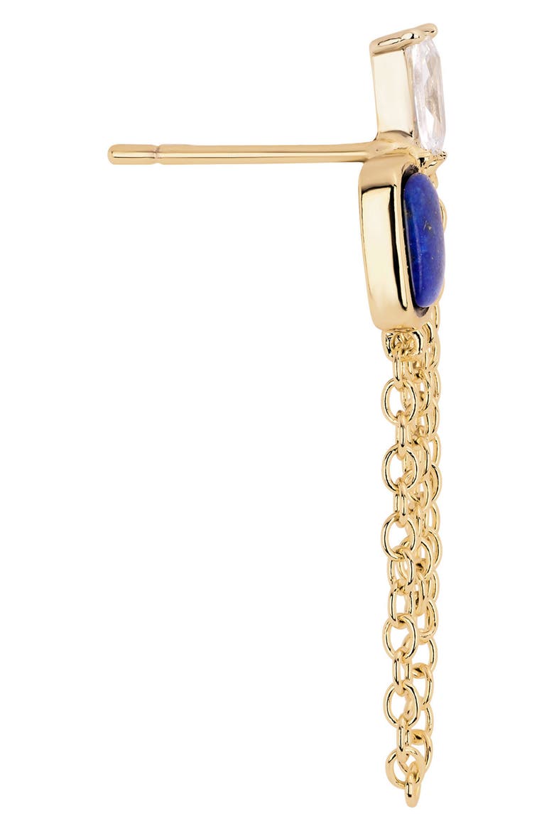 Stone and Cubic Zirconia Chain Drop Earrings, Alternate, color, GOLD