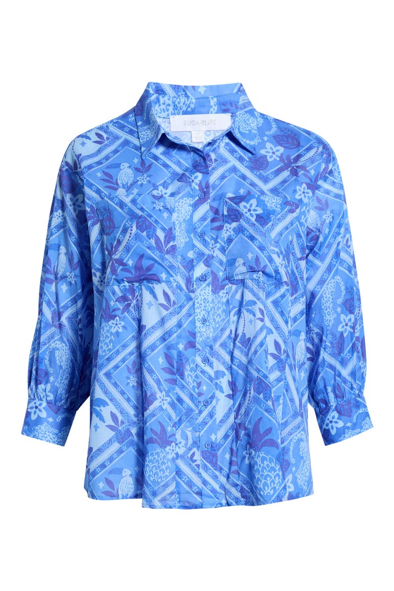 Kaidy Tropical Print Shirt, Alternate, color, BLUE-MUL