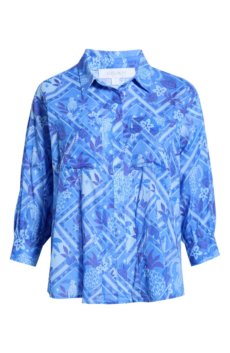 SUGARLIPS Kaidy Tropical Print Shirt, Main, color,