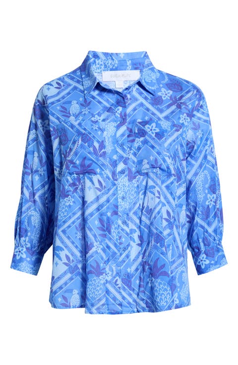 Kaidy Tropical Print Shirt (Plus)