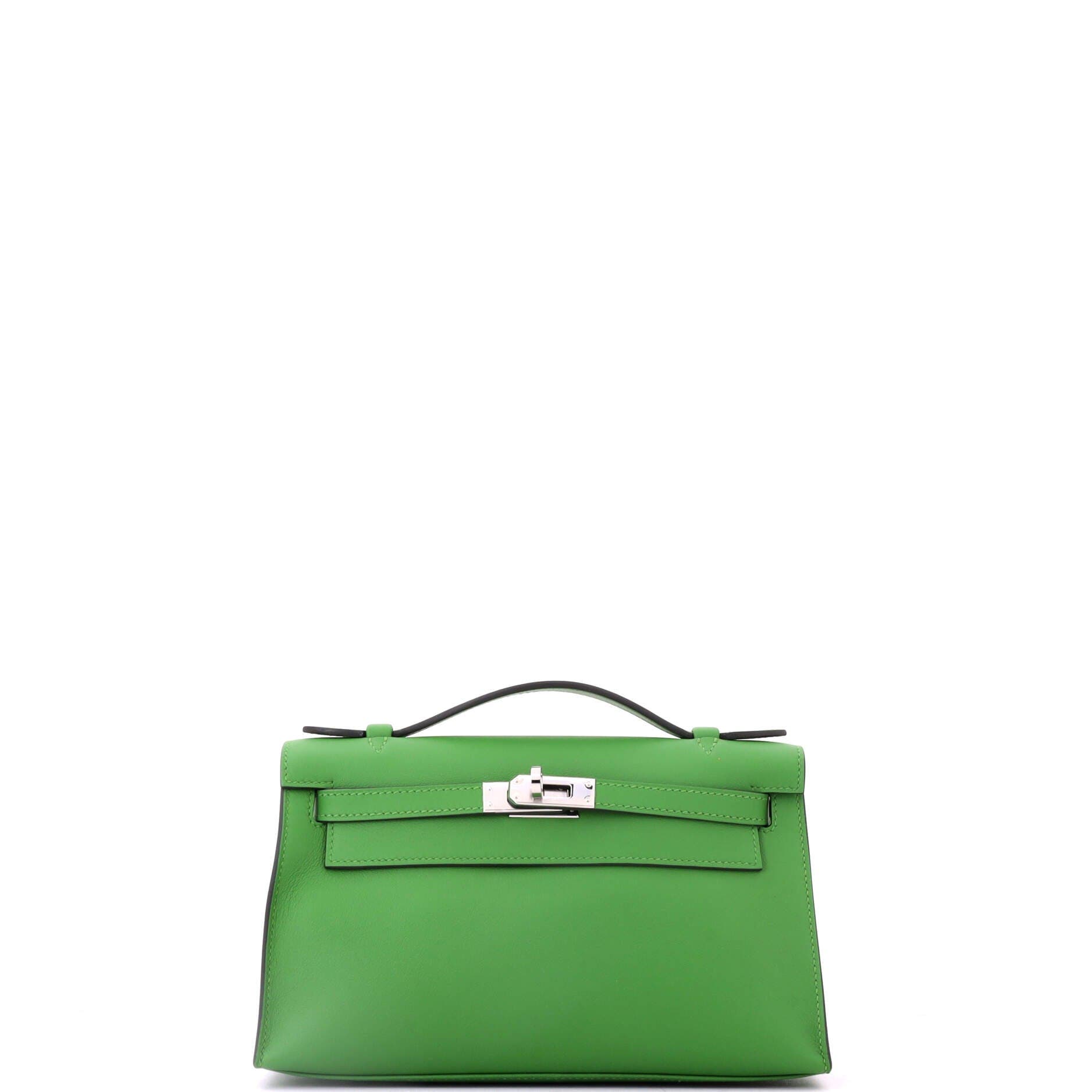 Pre-Owned Hermes Kelly Pochette Evercolor, Main, color, Vert Yucca