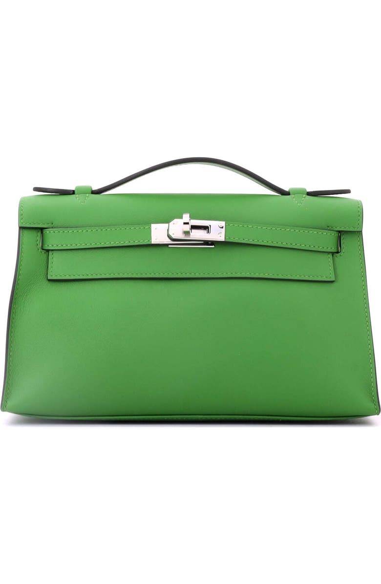 Pre-Owned Hermes Kelly Pochette Evercolor, Main, color, Vert Yucca