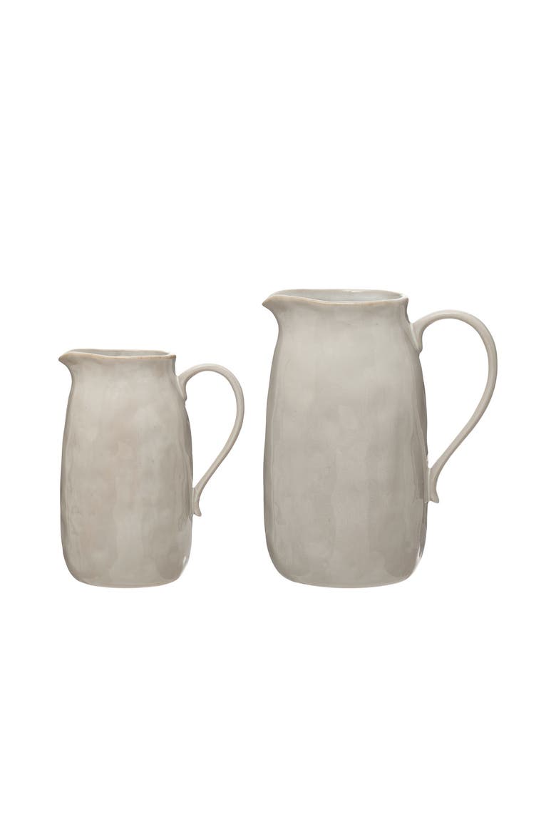 Stoneware Pitcher, Alternate, color, White