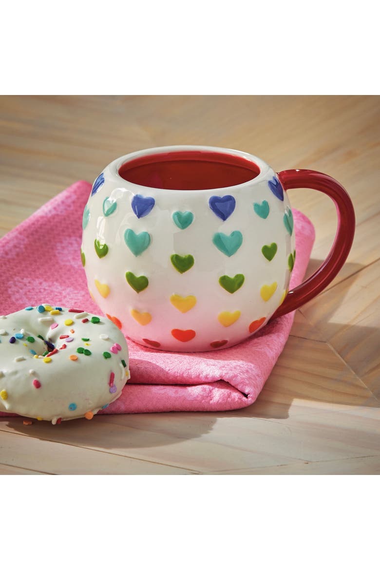 Everyday Hearts Earthenware Mug Multi 16 oz 4.22 x 4.22 x 3.51 in, Alternate, color, Red