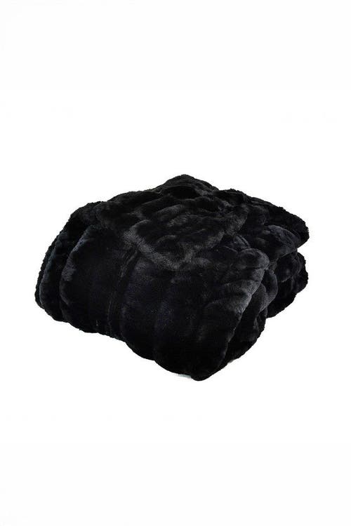 Sea To Me Blankets La Escapade Faux Fur Throw Blanket In Black