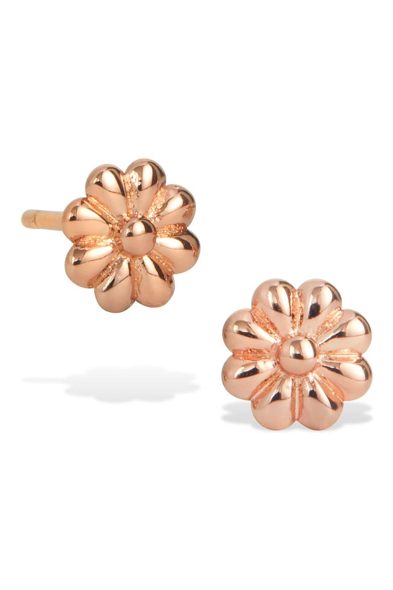 18K Rose Gold Plated Sterling Silver Florette Stud Earrings, Main, color, PINK