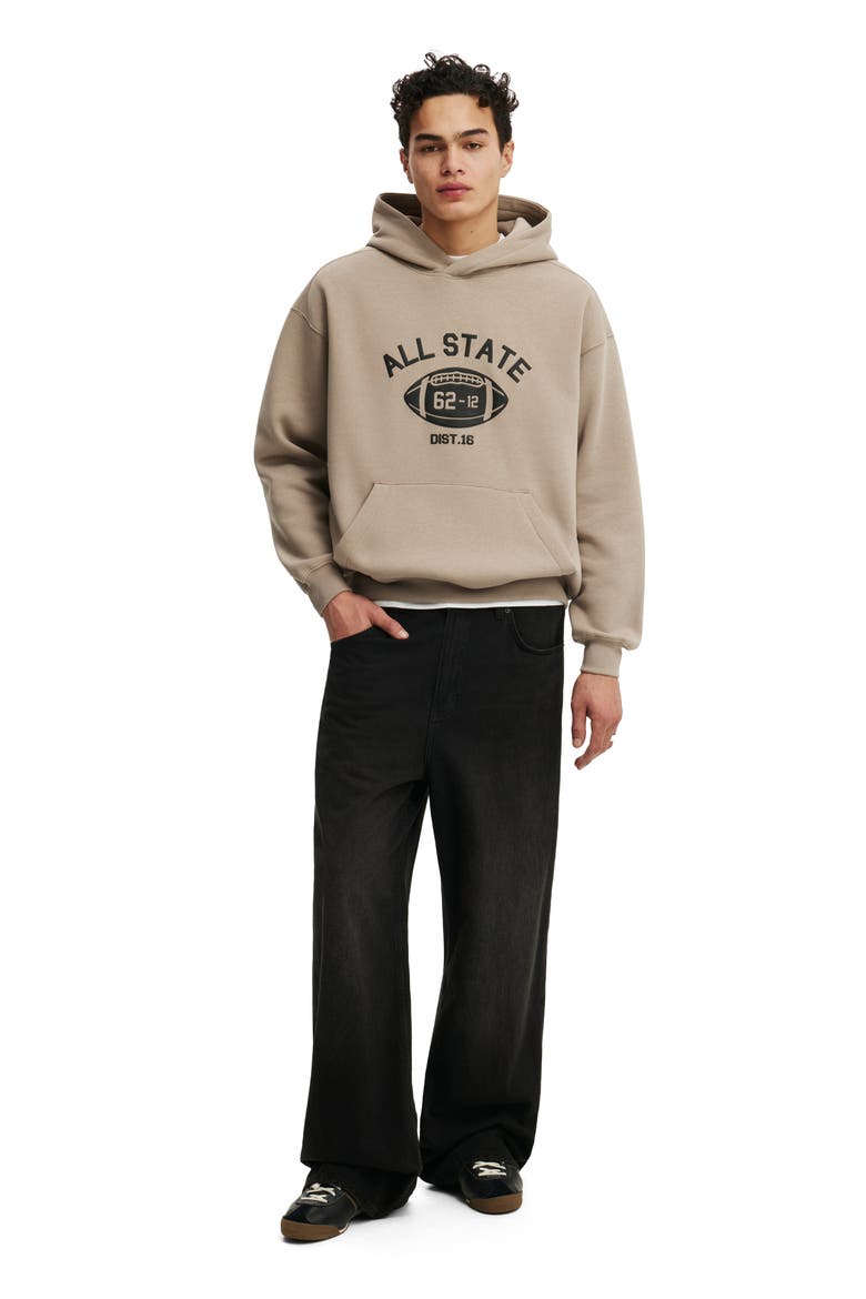 Men's Box Fit Graphic Hoodie, Alternate, color, Hazelnut  All State Football