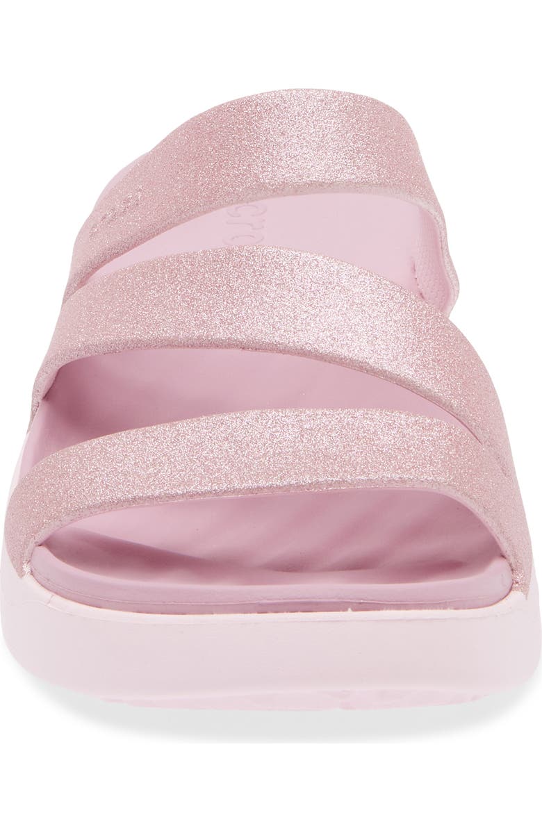 CROCS Getaway Glitter Slide Strappy Sandal, Alternate, color, Pink Milk