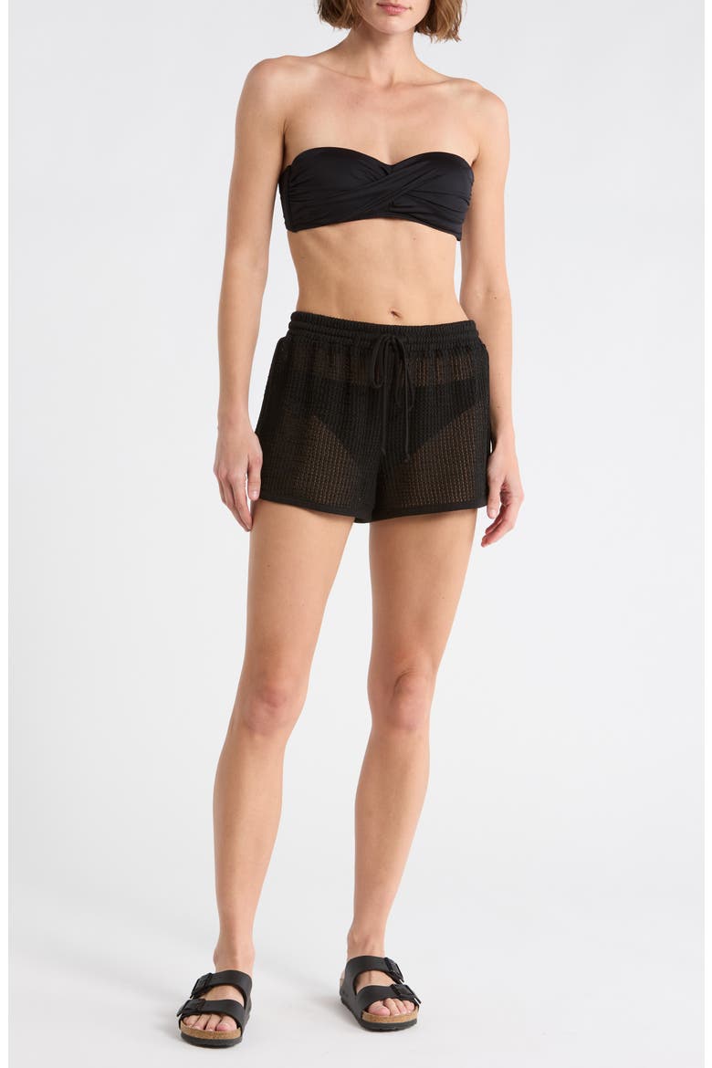 Knit Dolphin Hem Shorts, Main, color, BLACK