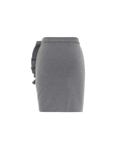 Theo The Label Women's Nomia Ruffle Knit Skirt - Heather Grey In Heather Grey