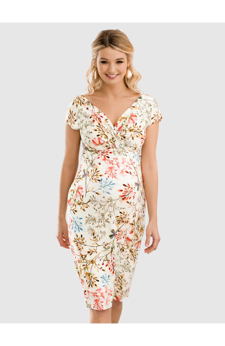 Tiffany Rose Maternity Bardot Maternity Shift Dress, Main, color, Watercolour Meadow